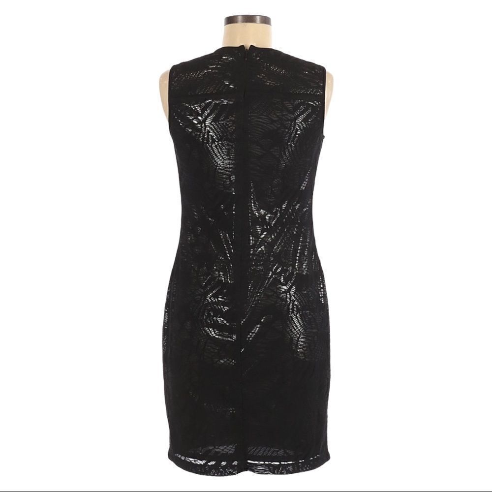 Marc New York Andrew Marc Metallic Black Lace Sheath Dress Size 4 - Picture 2 of 14